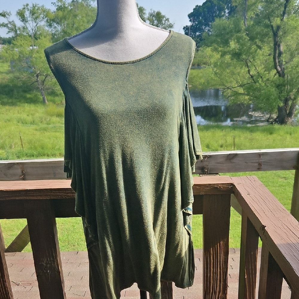 Green Cold Shoulder Top